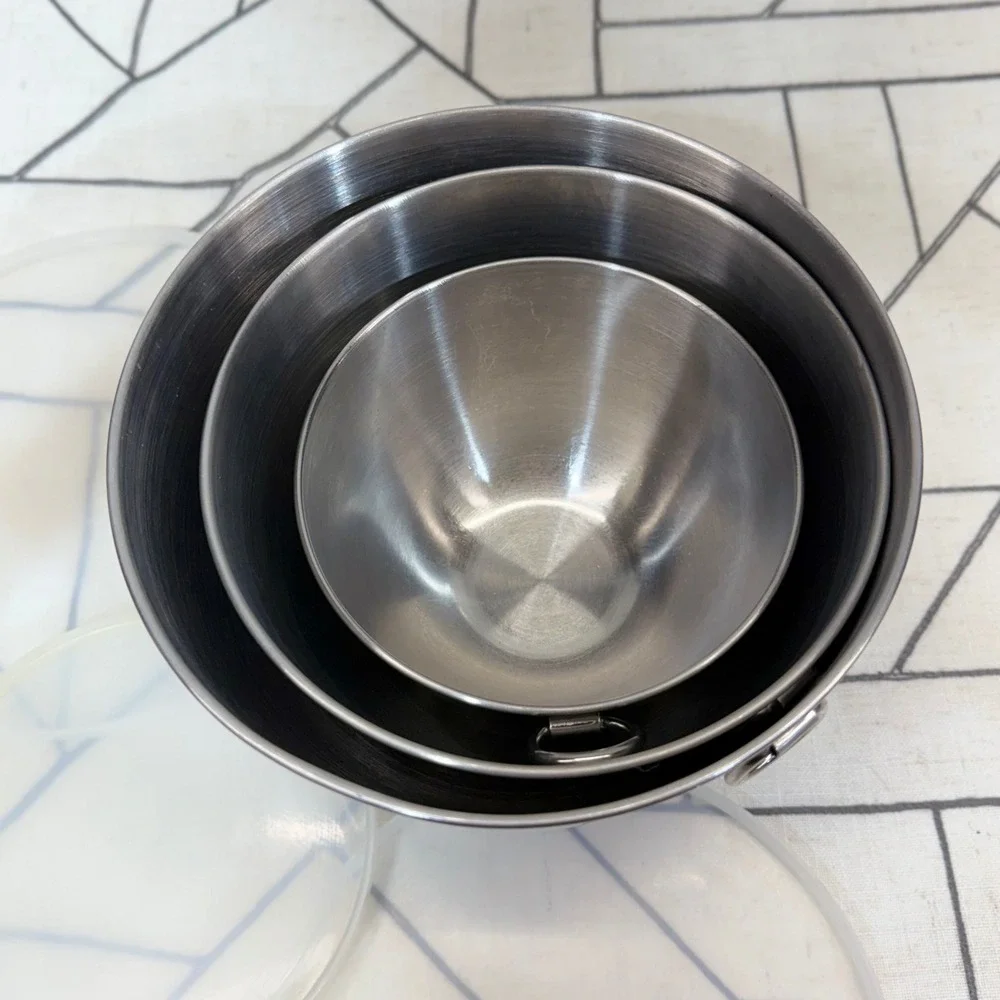 Revere Ware Mixing Bowl Set 3pc Silver Stainless Steel Nesting With Lids